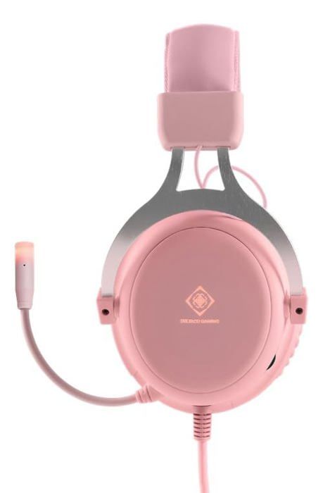 DELTACO GAMING Gaming Headset PC/PS4/Switch/Xbox One - LED, 57mm stereohögtalare, PU-läder, Jack 2x3,5mm (Ljud, Mikrofon) Volymkontroll