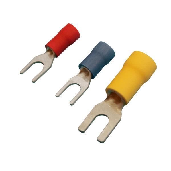 Pack med 100 gafflar till terminaler - ELECTRO DH - 10.925/4.3/A - 4,3 mm - Gul - Kablar 4-6 mm²
