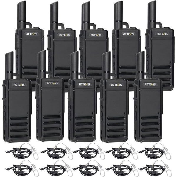 Talkie Walkie Laddningsbar Retevis RB639 PMR USB-C, Professionell Trådlös Klon, Nödlarm, för skola, Logistik(10 st)
