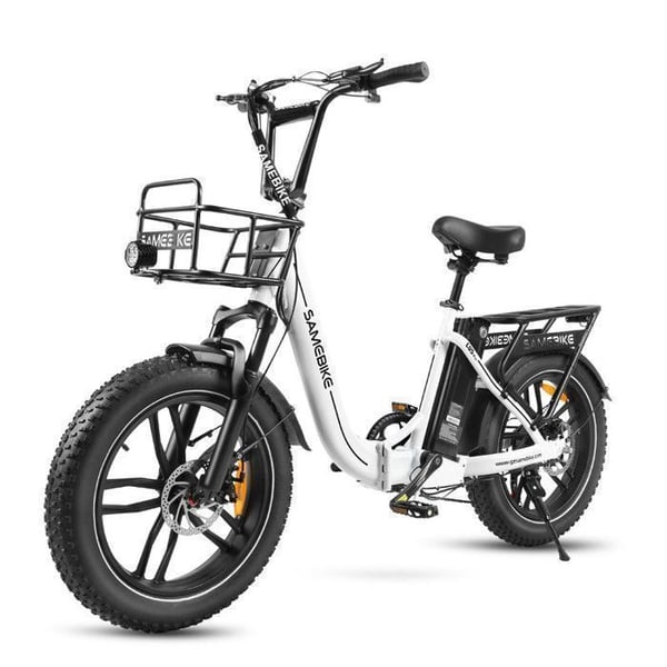 Samebike C05 Pro Elcykel 20" - Motor 500W - Batteri 36V/13Ah - Räckvidd 100km - Shimano 7 Växlar - Däck 20*4", Vit