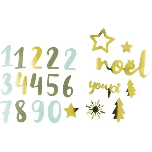 MégaCréa DIY - Siffror 4,2 cm med dekorationer för adventskalender 47 delar
