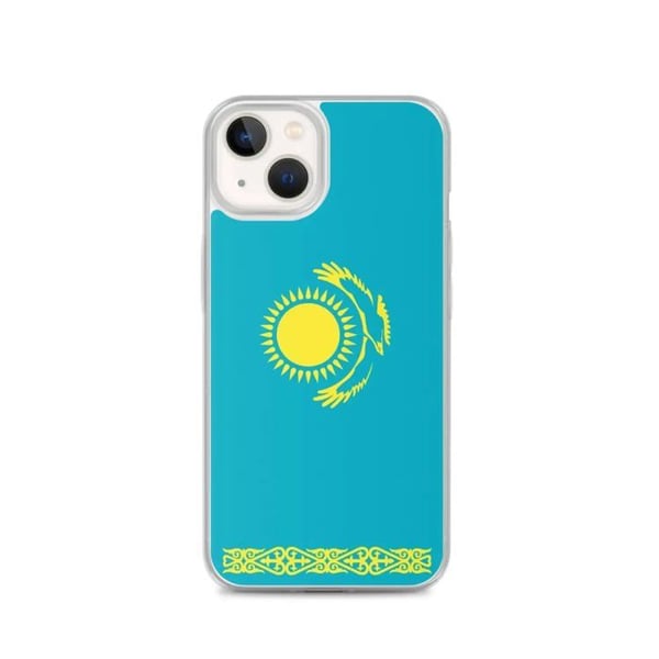 Coque iPhone - Kazakstan - Officiell flagga - Mjuk - Flerfärgad - Vertikal position