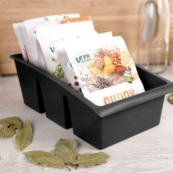 Kryddorganisatör - VILDE - 25 x 15 x 9 cm - Lätt plast - Elegant svart
