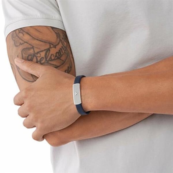 Läderarmband - EMPORIO ARMANI - EGS2987040 - Blå - Rostfritt stål - Magnetlås