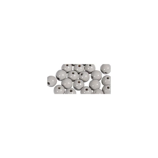 FSC 100% träpärlor, polerade, 10 mm ø, ljusgrå, 52 stycken