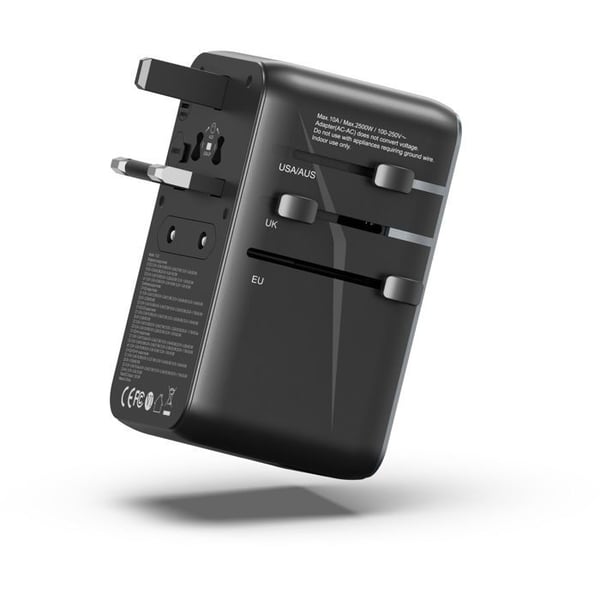 Vention Universal Rejseadapter 4 USB-porte (C C C A) GaN (100W/100W/20W/18W) Sort