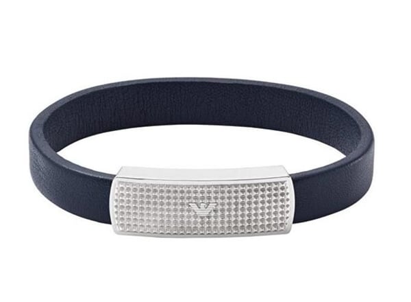 Läderarmband - EMPORIO ARMANI - EGS2987040 - Blå - Rostfritt stål - Magnetlås
