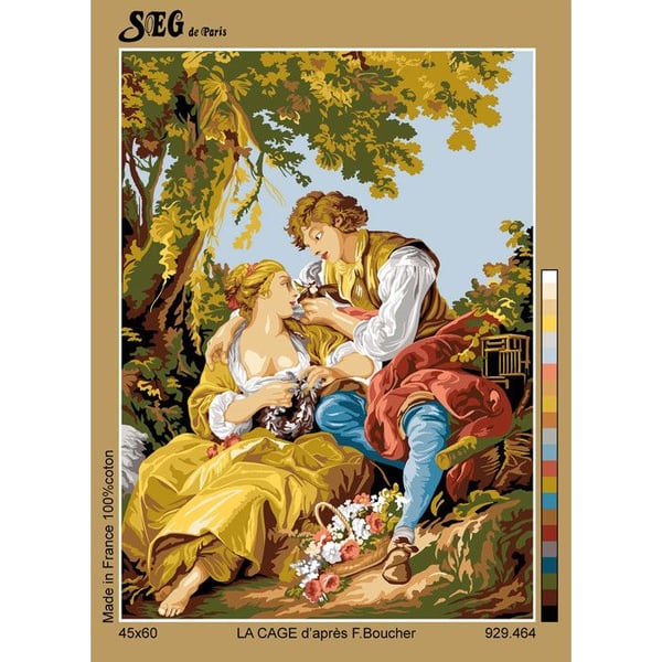 Antik kanvas La cage François Boucher 45x60cm