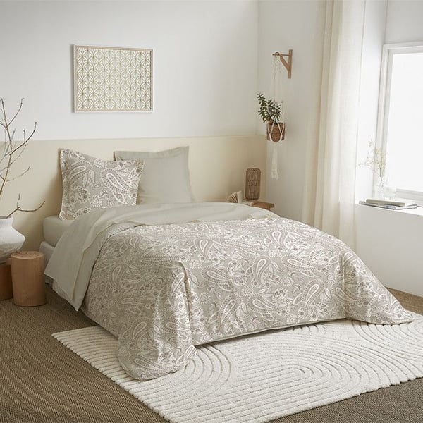 3-delad vändbar täckesskydd 260 x 240 cm King Size "Naturlig Kashmir" 100% Bomull