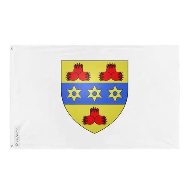 Montmagny-flagg – 90 x 150 cm – Motståndskraftig polyester – 2 metallöljett – Inomhus / Utomhus – Pixelforma