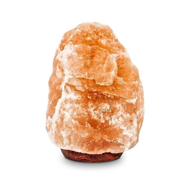 Naturlig Himalayasaltlampa, träfot, intensitetsjustering