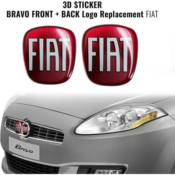3D-dekal - Fiat - Bravo - Mått fram: 75x69 mm - Mått bak: 71x65 mm - Flexibel