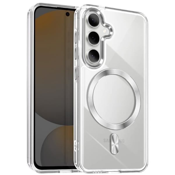 Coque MagSafe för Samsung Galaxy S24 och S25 Baksida Glas Färg Silver