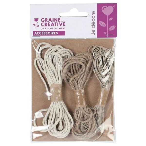 Graine Créative - Snöre i naturlig jute 3 nystan