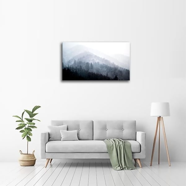 Legendarte - Målning, Tryck på duk - Träd i dimman cm. 50x80