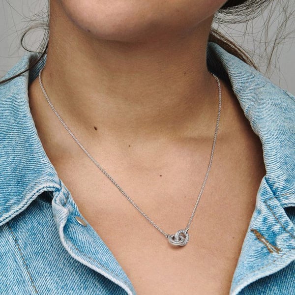 Halsband Berlock - PANDORA - Signature 392736C01-45 - Sterling Silver - Zirkoniumoxid - Grå
