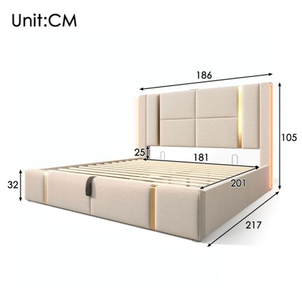 Parivuode - MUVOE - 180x200 cm - USB Type C - LED-valaistus - Säilytys sängyn alla