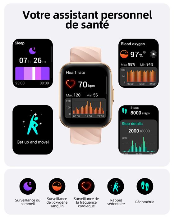 Smartklocka - Parsonver - Sport Dam - Bluetooth Samtal - Sömnmonitor - IP68