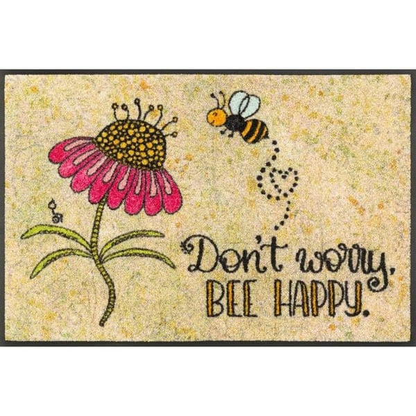 Paillasson Bee Happy 75 x 50 cm tvättbar golvmatta wash+dry Design