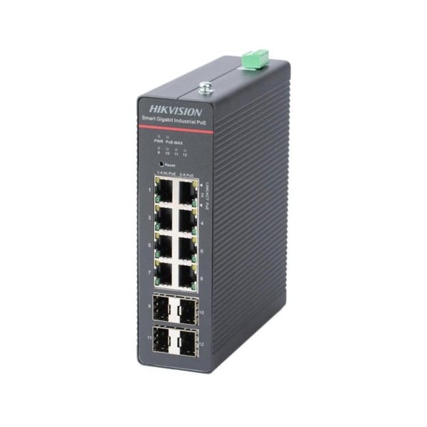 Hikvision 12-portars Gigabit PoE-switch - DS-3T1512HP-SI-8P4F