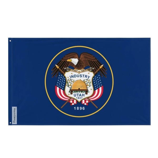 Utahflagga – 90 x 150 cm – Hållbar Polyester – 2 Metallöglor – Inomhus / Utomhus – Pixelforma