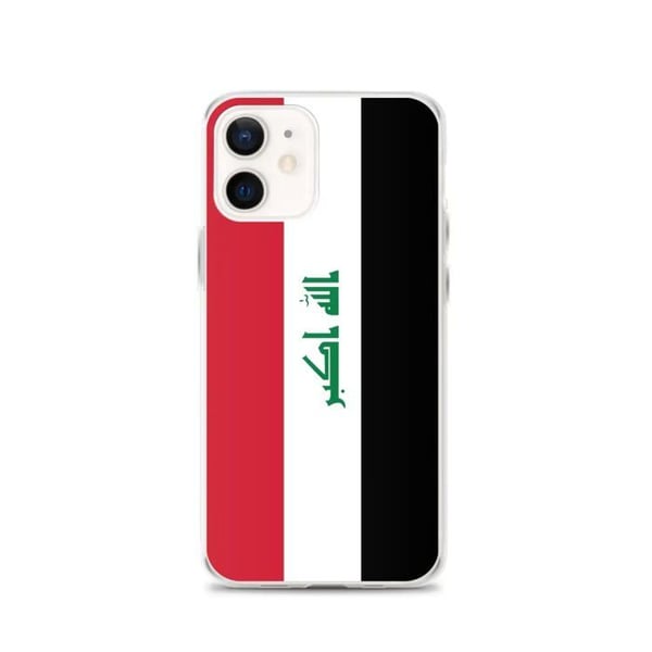 Telefonskal – Iraks flagga – Kompatibel med iPhone 12 – Mjukt fodral – Stötsäkert och slitstarkt – Silikon – Pixelforma
