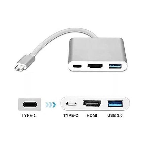 HDMI-adapter för Nintendo Switch, USB C till HDMI-konverterare med USB 3.0-port och USB C PD-port, kompatibel med MacBook