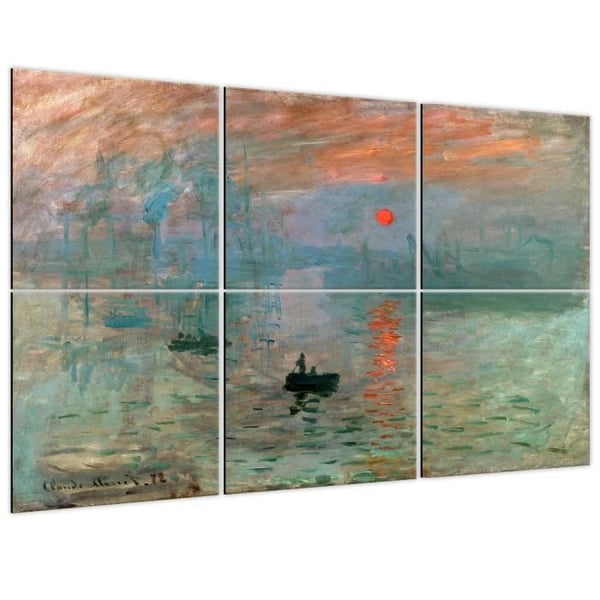 Legendarte - Multi Panel Print Painting. Rising Sun - Claude Monet cm. 100x150 (6 paneler)