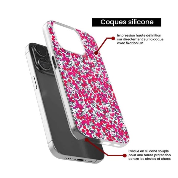 1001Coques - Silikonfodral kompatibelt med Samsung Galaxy M23 - Liberty Wiltshire röd mönster - Originaldesign tryckt i Frankrike