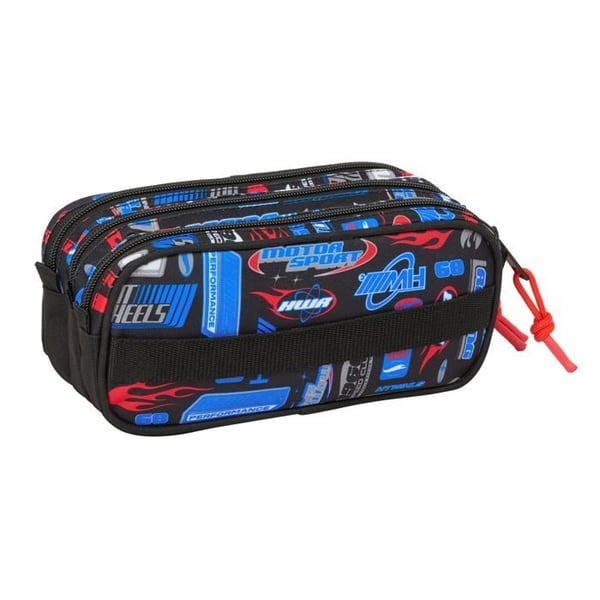 Trefackig pennskrin för barn - safta - 21,5x8x10 cm - Flerfärgad - Hållbar polyester - Tre fack