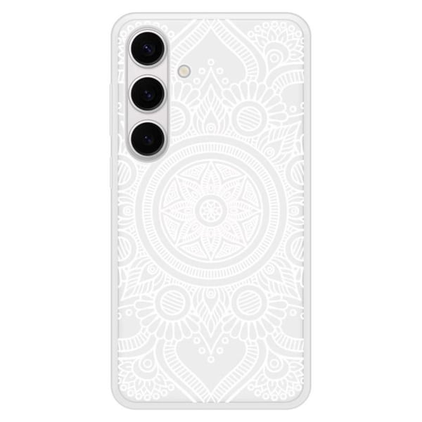 Siliconförstärkt tryckt skal kompatibelt med Samsung Galaxy S24 Plus Mandala vit