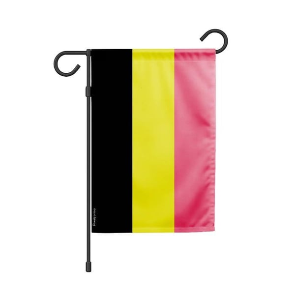 Belgisk trädgårdsflagga – 32 x 47,5 cm – Hållbar polyester – Horisontellt format – Utomhus – Pixelforma