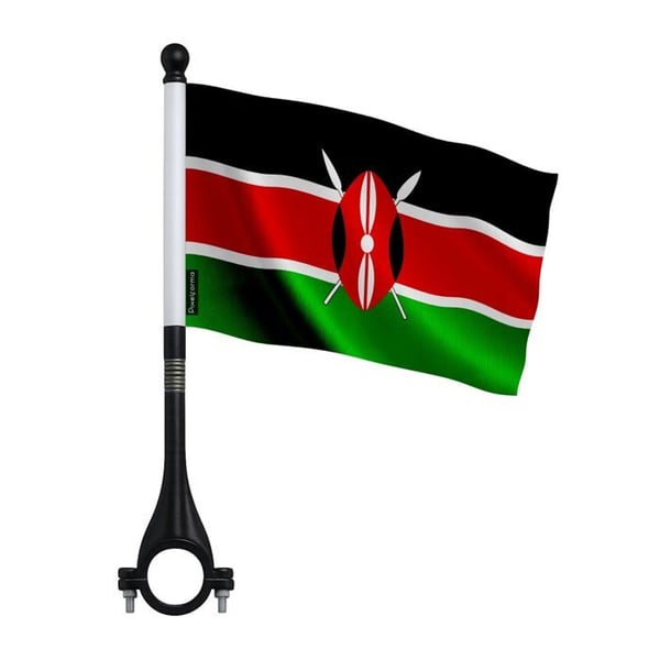 Cykelflagga Kenya i polyester – 14 x 21 cm – Cykelflagga – 10 stycken