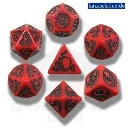Brädspel - DRAGON DICE RÖD/SVART (7) - Set med 7 tärningar - Röd och svart