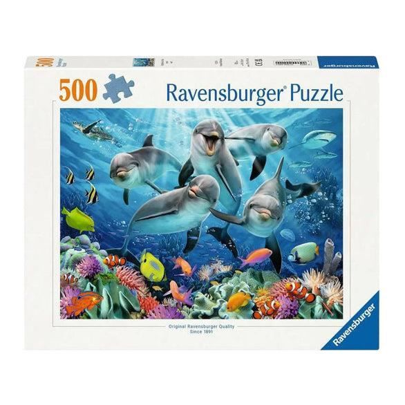 Ravensburger pussel delfiner i korallrevet, 500st.