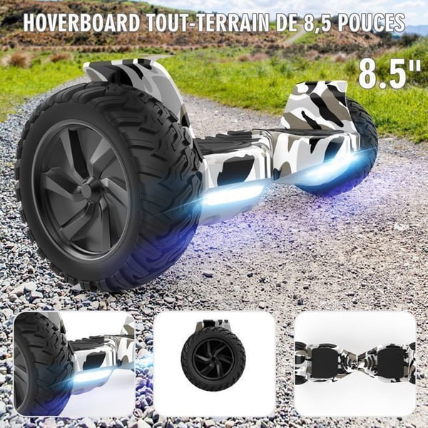Hoverboard 8,5 tommer Hummer Off-Road LED Bluetooth med kraftfuld motor Ideel gave Camouflage