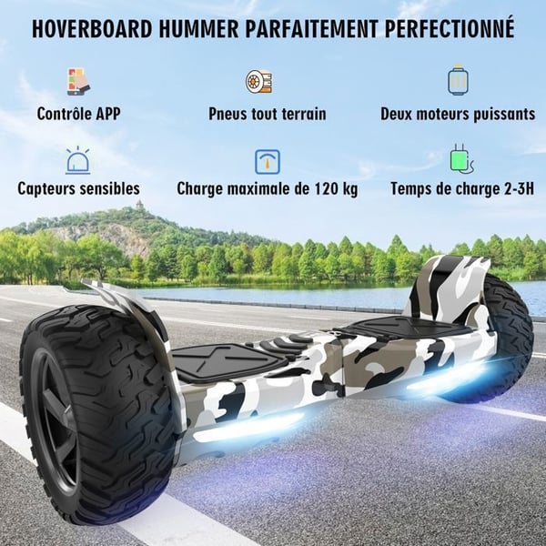 Hoverboard 8,5 tommer Hummer Off-Road LED Bluetooth med kraftfuld motor Ideel gave Camouflage