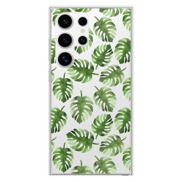 Coque i förstärkt silikon med tryck kompatibel med Samsung Galaxy S24 Ultra Monstera-blad