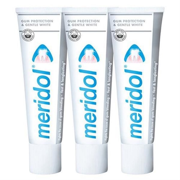 Tandkräm för bleaching - MERIDOL - Gentle White - Tripack 3 x 75 ml - Bleknande effekt - Skydd mot tandköttsinflammation