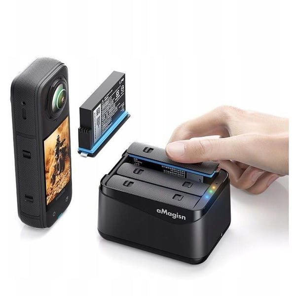 Puluz USB-laddare för 3 uppladdningsbara batterier för Insta360 X5 / Insta 360 X 5 / Amagisn / Tbd06060566 / Pf12