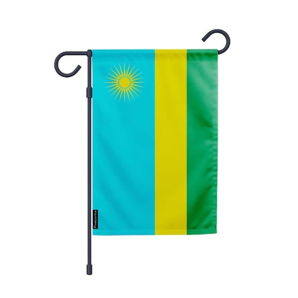 Rwanda Flagga – 32 x 47.5 cm – Motståndskraftig Polyester – Vertikalt Format – Utomhus – Pixelforma