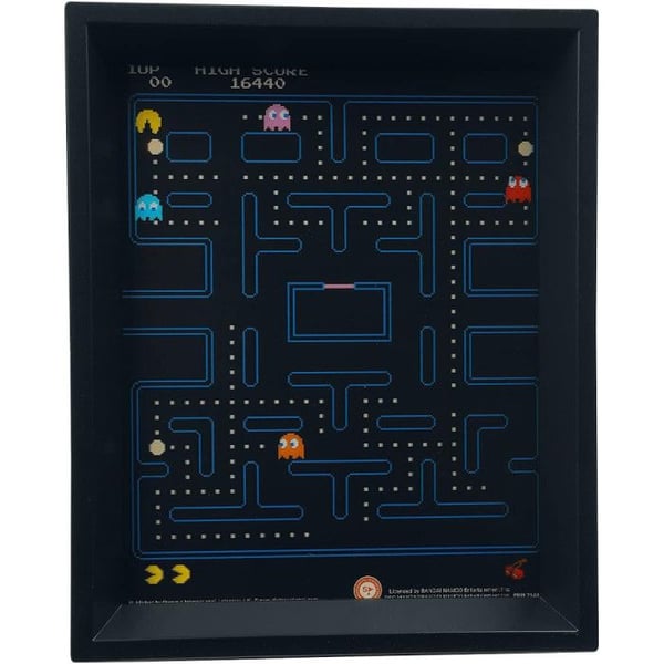 3D linsformad affisch - Pac-Man - Labyrint - Klar att hänga - Inga glasögon behövs - Nördkultur- USED