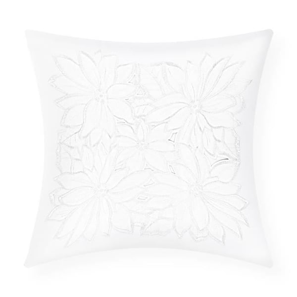 Kuddeöverdrag - AVIZAR - 40x40 cm - Broderade Blommor - Vit - Snygg Design