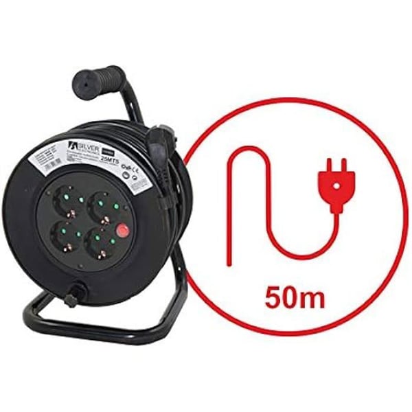 Kabelvindare - SILVER ELECTRONICS - 4 uttag - Kabel 50 m - 3000 W