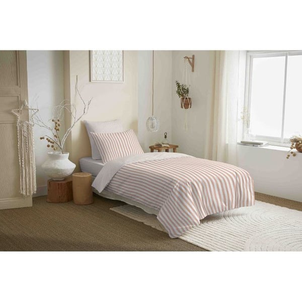 Komplett uppsättning reversibel duvetöverdrag "Vanessa" 4 delar för säng 90 x 190 Palerme Blush