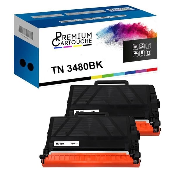 PREMIUM KARTUSCH - x2 Toner - TN3480 (Svart) - Kompatibel med Brother DCP-8110DN DCP-8250DN HL-5440D HL-5450DN HL-5450DNT HL-5470