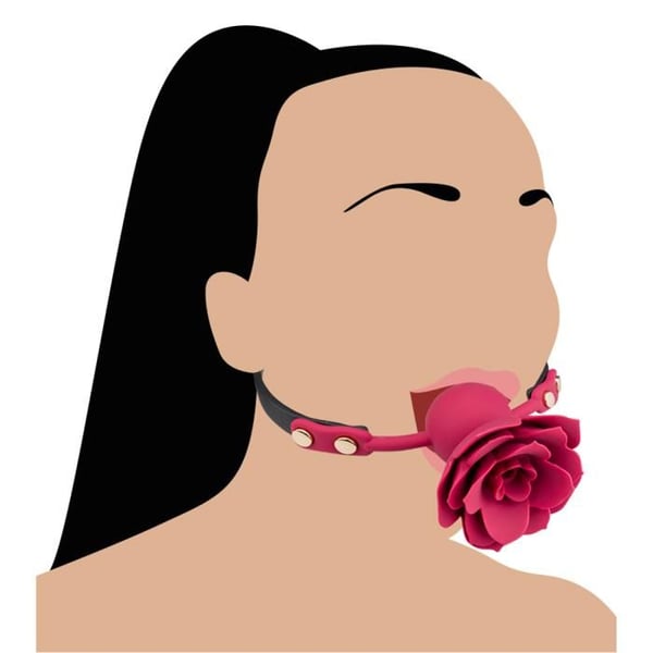 Gagboll i konstläder med rosa silikon - Röd