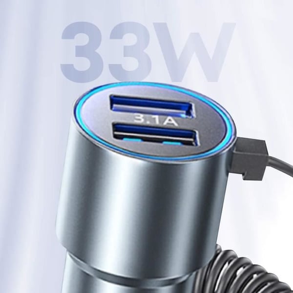Cigarettändarladdare 2x USB och 3 i 1 kabel Power 33W Wekome Silver
