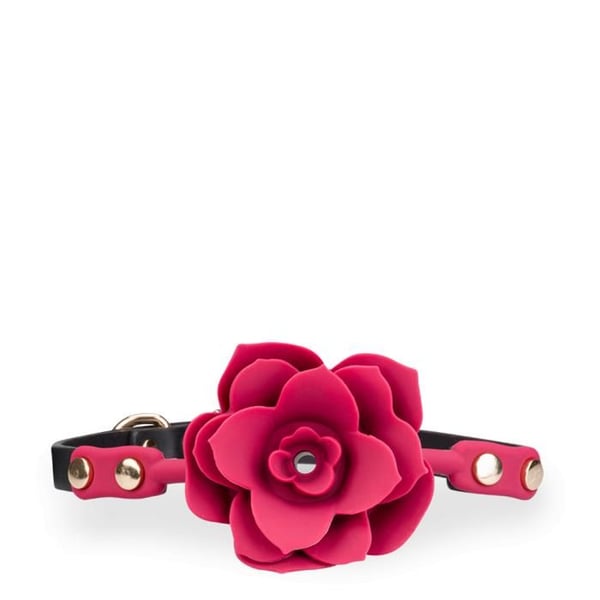 Gagboll i konstläder med rosa silikon - Röd