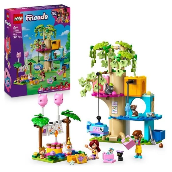 LEGO Friends 42666 Födelsedagsfest och Kattträd - Spel från 6 år